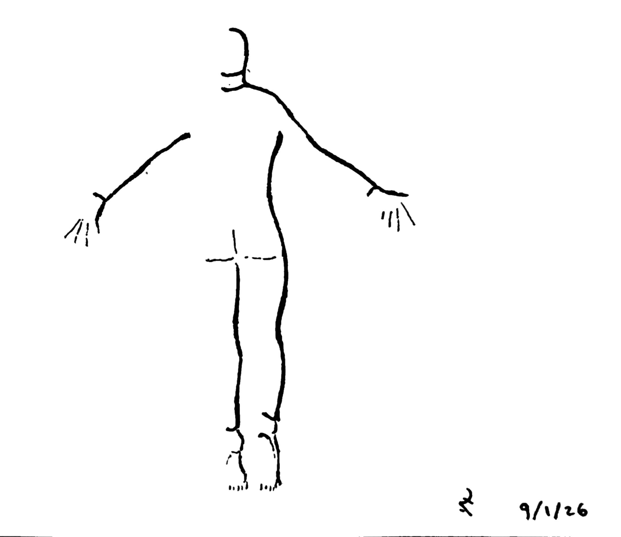 Silhouette sketch 1, Pen