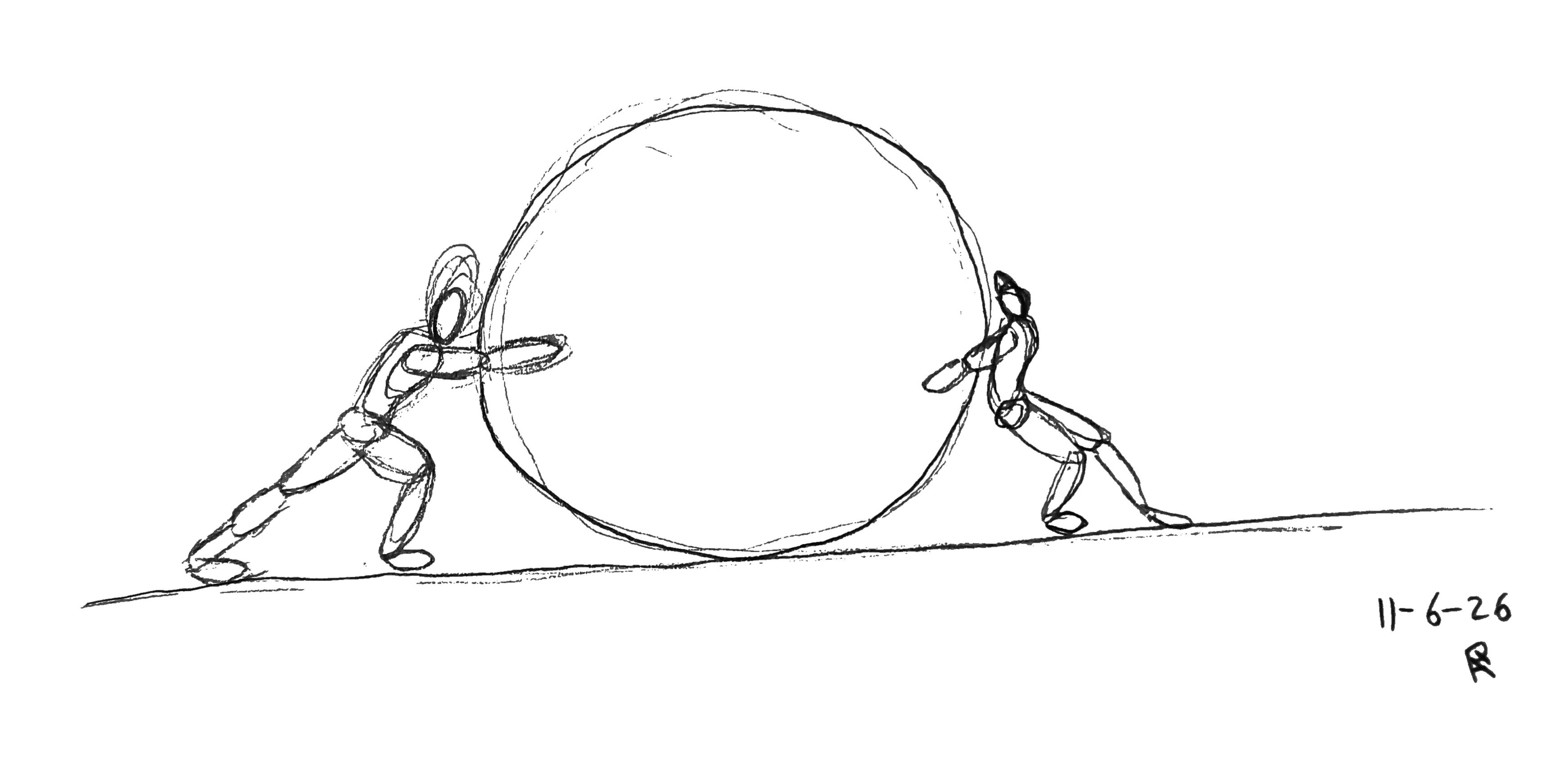 Sisyphus versus Atlas, Pen